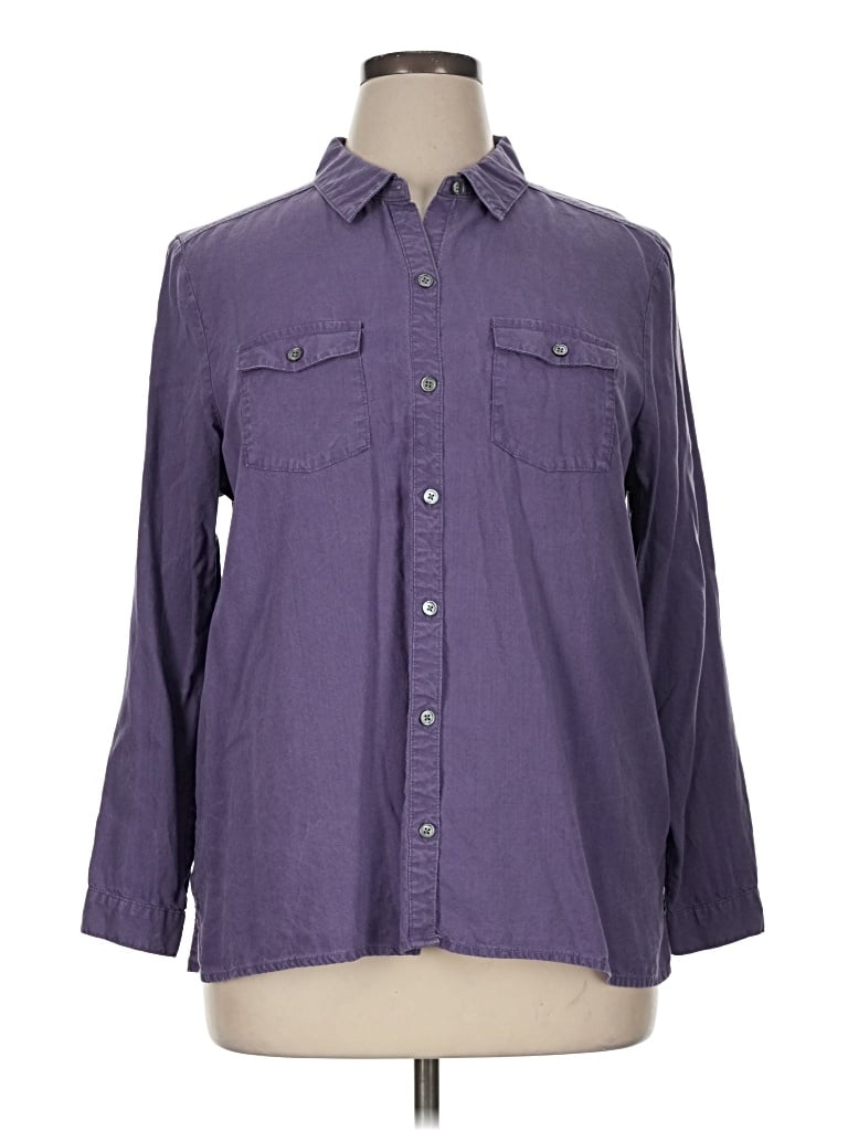 Pre-owned Jjill 3/4 Sleeve Button Down Shirt In Purple