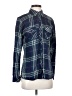 Maison Jules Plaid Blue Long Sleeve Button-Down Shirt Size S - photo 1