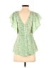 River Island 100% Polyester Green Short Sleeve Blouse Size 6 - photo 2