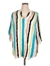 Worthington 100% Polyester Stripes Teal 3/4 Sleeve Blouse Size 1X - photo 1