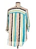 Worthington 100% Polyester Stripes Teal 3/4 Sleeve Blouse Size 1X - photo 2