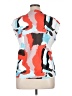Unbranded Print Blue White Short Sleeve Blouse Size XL - photo 2