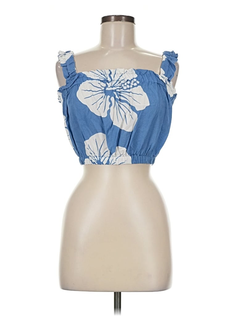 Pre-owned Salty Lemon Sleeveless Top Blue Strapless Neckline Tops