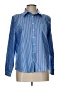 Lands' End 100% Cotton Stripes Blue Long Sleeve Button-Down Shirt Size 10 (petite) - photo 1