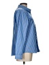 Lands' End 100% Cotton Stripes Blue Long Sleeve Button-Down Shirt Size 10 (petite) - photo 4