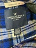 American Eagle Outfitters 100% Viscose Plaid Blue Long Sleeve Button-Down Shirt Size L - photo 7