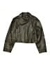 Zara 100% Polyurethane Metallic Green Tan Jacket Size 13 - 14 - photo 1
