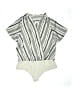 Haute Monde 100% Polyester Stripes Silver Ivory Short Sleeve Blouse Size 3X - photo 1