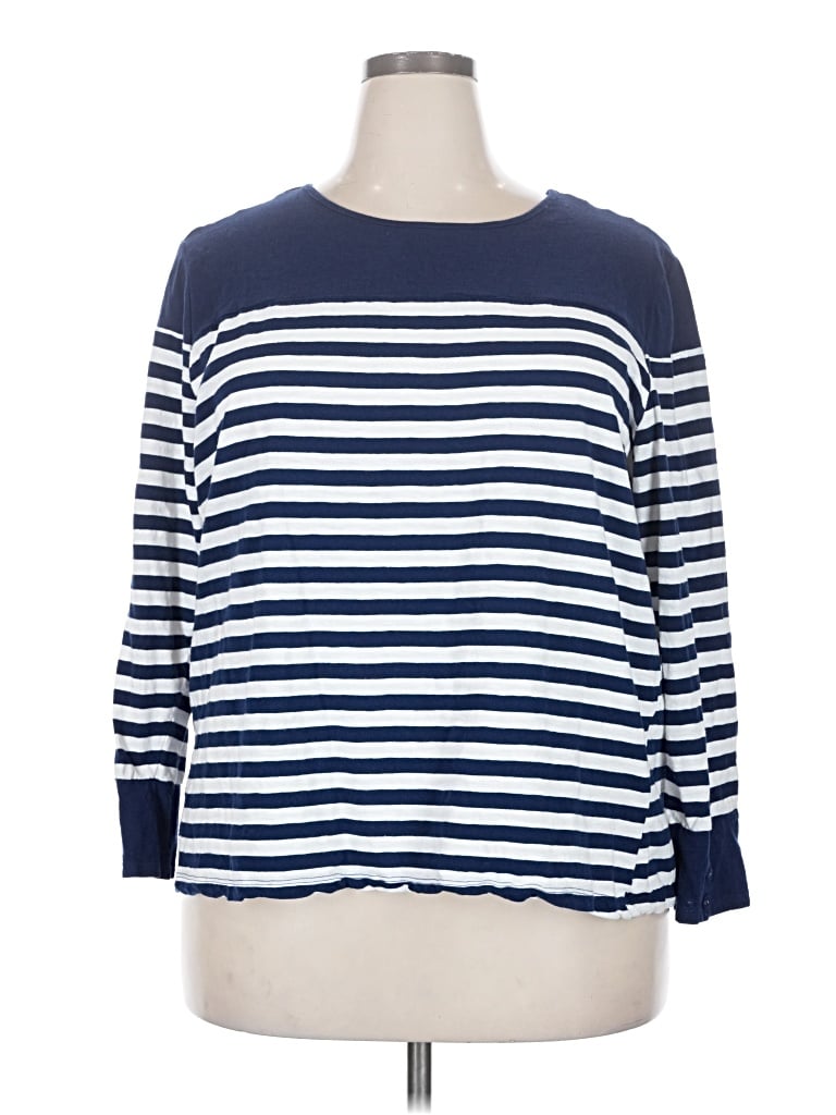 Pre-owned St. John's Bay 3/4 Sleeve T-shirt In Blue