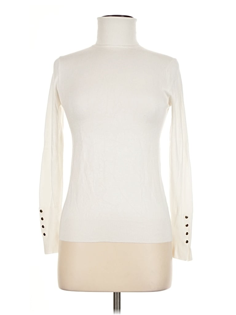 Pre-owned Zara Long Sleeve Top Ivory Turtleneck Tops
