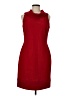 Chaps Solid Red Casual Dress Size 8 - photo 1