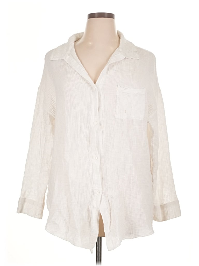 Pre-owned Shade & Shore 3/4 Sleeve Button Down Shirt In Ivory