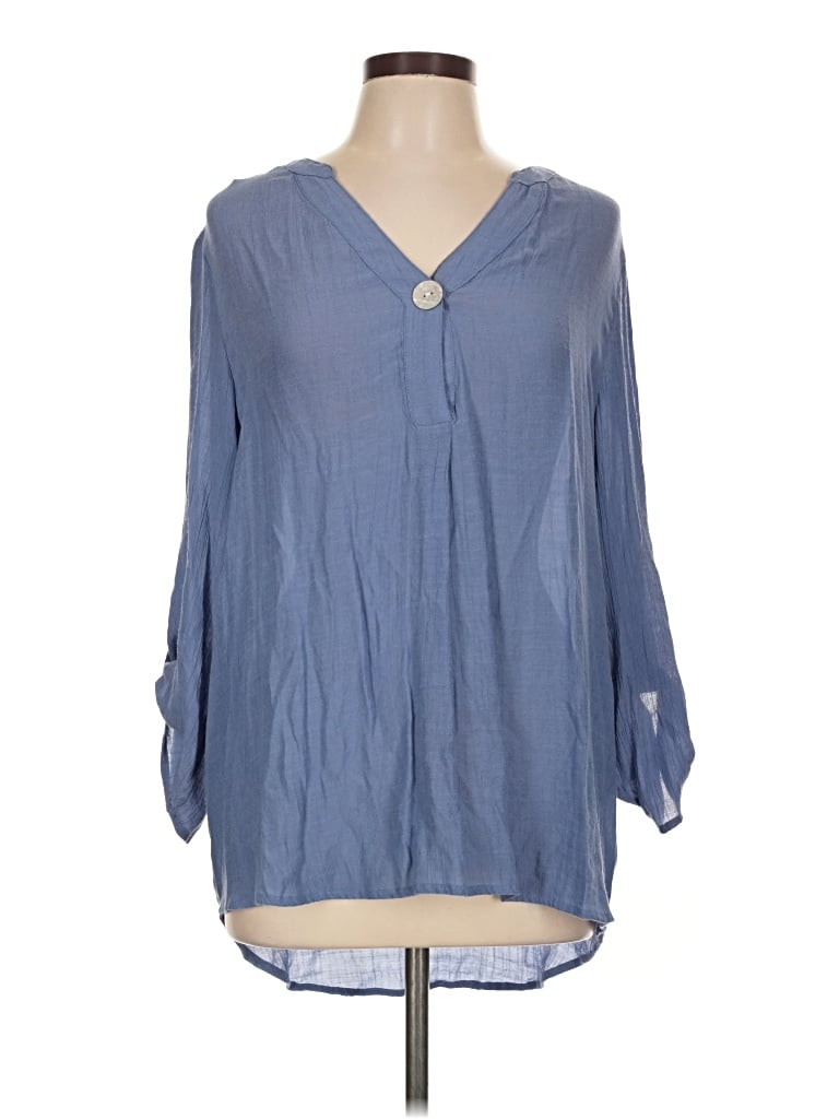 Pre-owned Como Blu 3/4 Sleeve Blouse In Blue