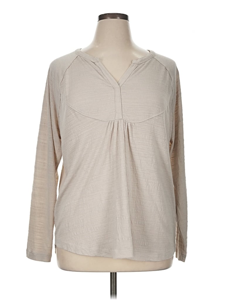 Pre-owned Sonoma Goods For Life Long Sleeve Blouse In Tan