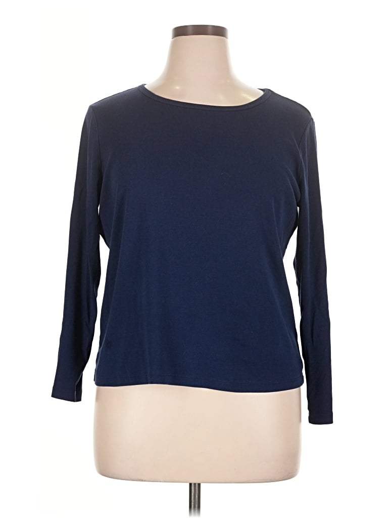 Pre-owned St. John's Bay 3/4 Sleeve T-shirt In Blue