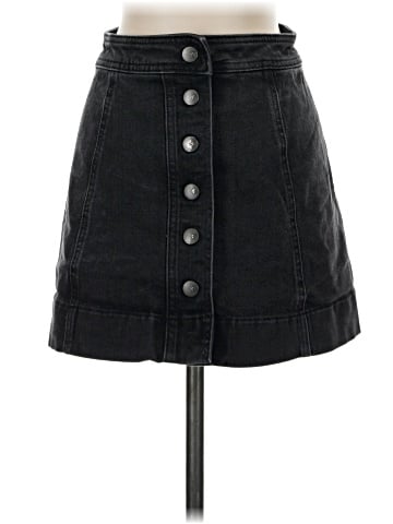 Madewell Metropolis Snap Jean Skirt in Rawley Black (view 1)