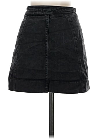 Madewell Metropolis Snap Jean Skirt in Rawley Black (view 2)