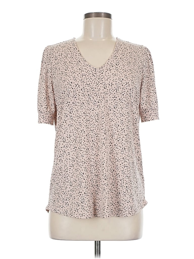 Pre-owned Adrianna Papell Short Sleeve Blouse In Tan