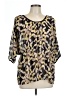 Tulle 100% Polyester Brown 3/4 Sleeve Blouse Size L - photo 1