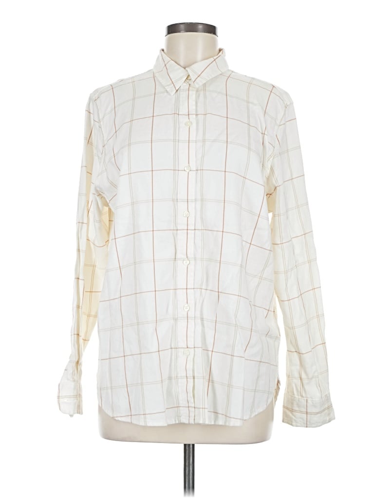 Pre-owned Universal Thread Long Sleeve Button Down Shirt In Ivory