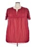 Lane Bryant 100% Polyester Red Short Sleeve Blouse Size 22 - 24 Plus - photo 1