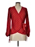 Warehouse 100% Polyester Red Long Sleeve Blouse Size 12 - photo 1