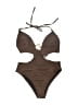 Cupshe Chevron-herringbone Brown One Piece Swimsuit Size S - photo 1