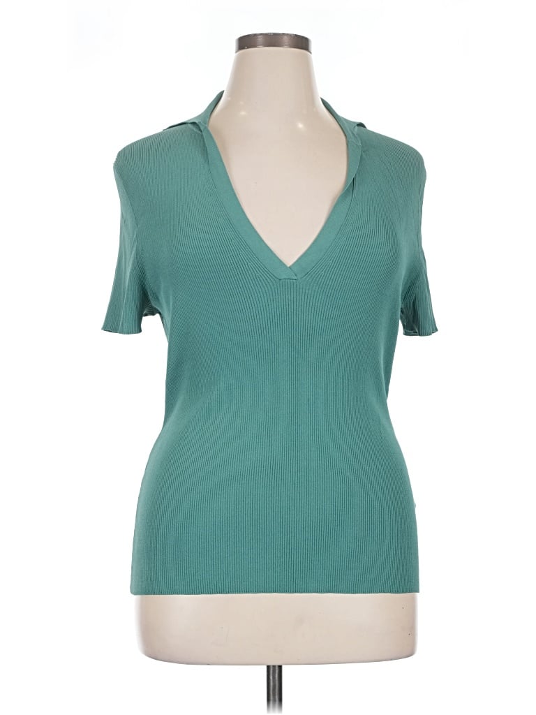 Pre-owned Boss By Hugo Boss Short Sleeve Turtleneck In Teal