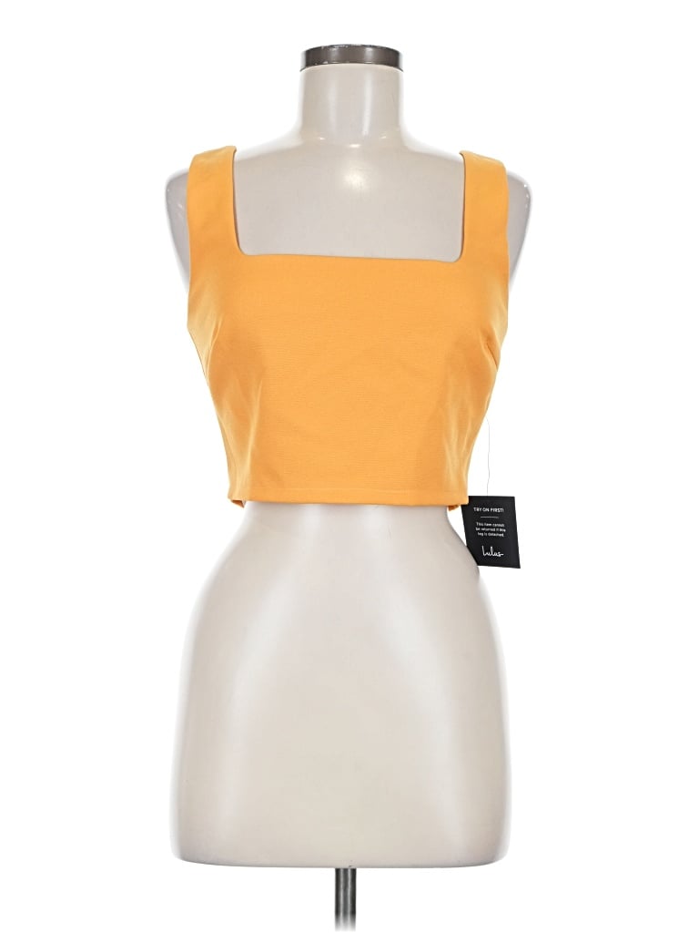 Lulus Sleeveless Top Yellow Square Neckline Tops In Brown