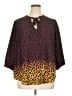 Torrid 100% Polyester Animal Print Brown 3/4 Sleeve Blouse Size 1X Plus (1) - photo 1