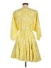 AaKaa 100% Polyester Print Yellow Casual Dress Size M - photo 2