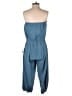 Fashion Web 100% Polyester Solid Blue Jumpsuit Size S - photo 2