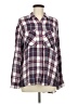 Express 100% Rayon Plaid Burgundy Long Sleeve Button-Down Shirt Size M - photo 1