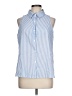 Shein Stripes Blue Sleeveless Button-Down Shirt Size L - photo 1