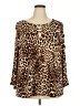 Bold Elements Animal Print Brown Long Sleeve Blouse Size 3X - photo 1