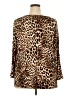 Bold Elements Animal Print Brown Long Sleeve Blouse Size 3X - photo 2