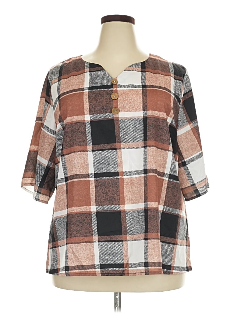 Pre-owned Emery Rose Short Sleeve Blouse In Brown