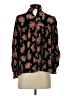 Angie 100% Rayon Floral Black Long Sleeve Blouse Size S - photo 2
