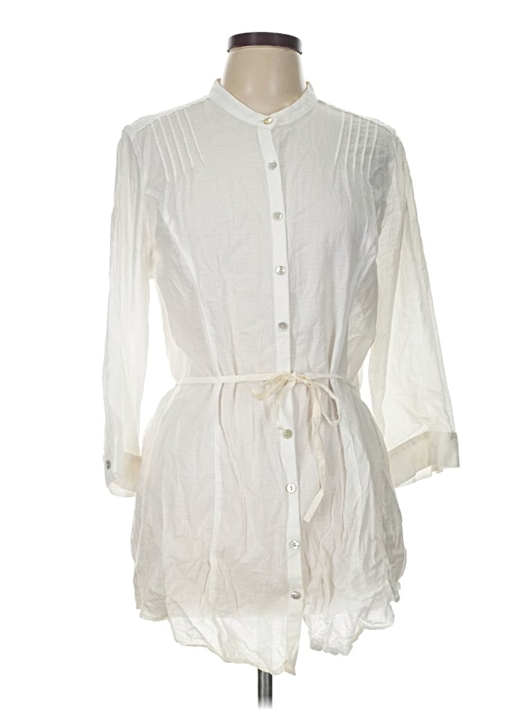 Pre-owned Coldwater Creek 3/4 Sleeve Blouse In Ivory