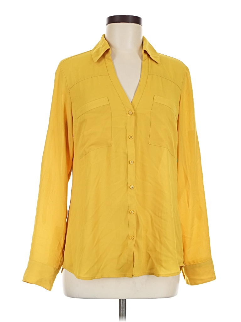Pre-owned Express Outlet Long Sleeve Blouse In Yellow