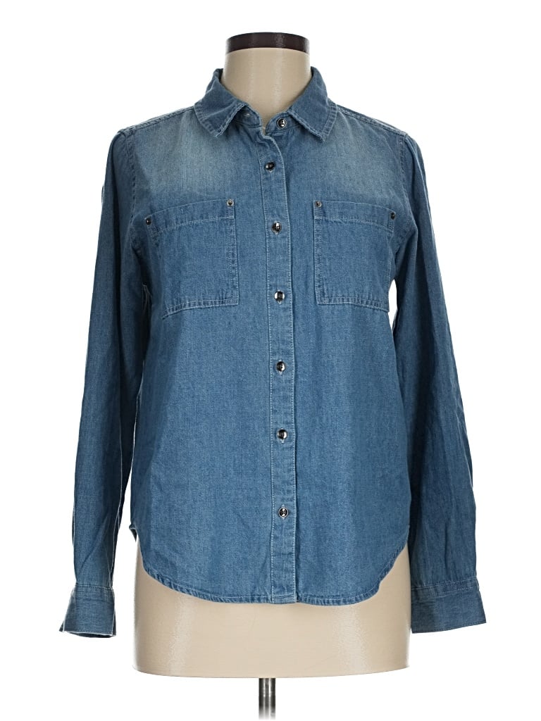 Pre-owned Thread & Supply Long Sleeve Button Down Shirt In Blue
