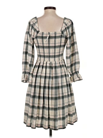 Madewell Lucie Elbow-Sleeve Smocked Mini Dress in Lebaum Plaid (view 2)