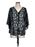 Unbranded 100% Polyester Teal Black 3/4 Sleeve Blouse Size L - photo 1