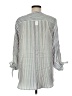 Nice Connection 100% Silk Stripes Green 3/4 Sleeve Silk Top Size 8 - photo 2