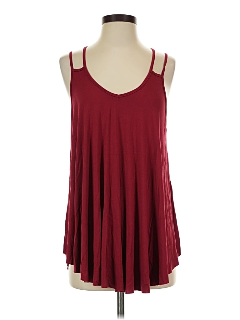 Pre-owned Zeagoo Tank Top Burgundy Cold Shoulder Neckline Tops