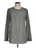Talbots 100% Polyester Houndstooth Black Gray Long Sleeve Top Size M - photo 1