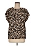 Halogen 100% Polyester Animal Print Brown Short Sleeve Blouse Size M - photo 1