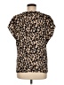 Halogen 100% Polyester Animal Print Brown Short Sleeve Blouse Size M - photo 2