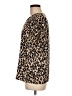 Halogen 100% Polyester Animal Print Brown Short Sleeve Blouse Size M - photo 5