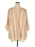 Worthington 100% Polyester Stripes Tan 3/4 Sleeve Blouse Size 3X - photo 1
